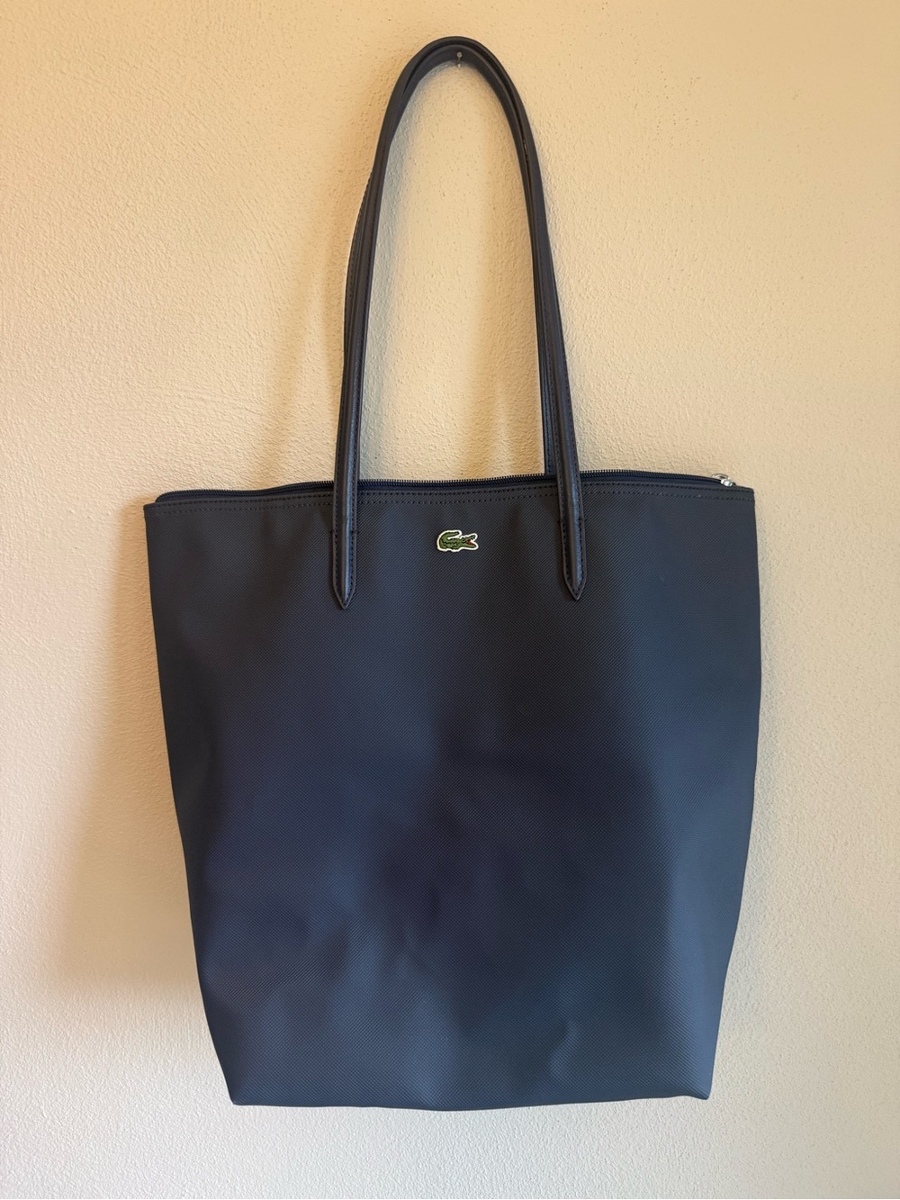 Lacoste Navy Tote with Green Crocodile Emblem